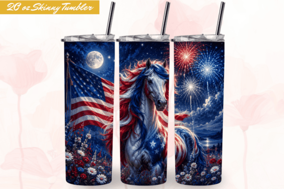 Download Patriotic Horse Sunset USA Tumbler Wraps - Wrap Collection