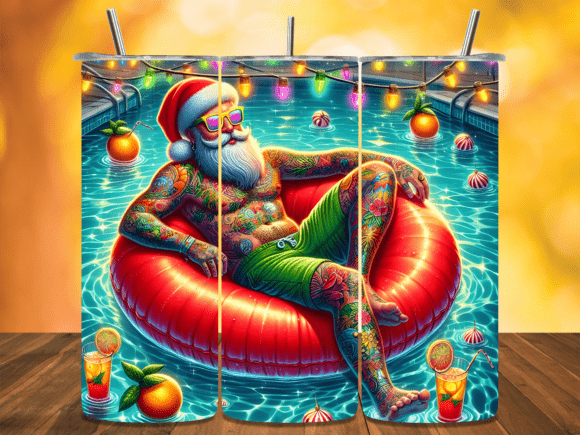 Download Santa Claus Pool Tumbler Wrap - Wrap Collection