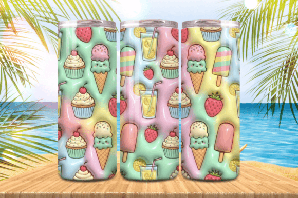 Download 3D Puff Ice-creams Summer Tumbler Wrap | - Wrap Collection