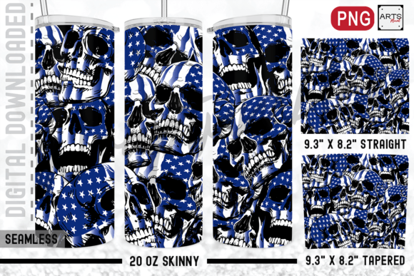 Download Skull American Flag Blue Stripes Pattern - Premium Bundle