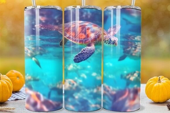 Download Sea Turtle Swimming Tumbler Wrap - Wrap Collection