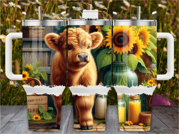 Download Farmhouse Highland Cow 40oz Tumbler Wrap - Wrap Collection