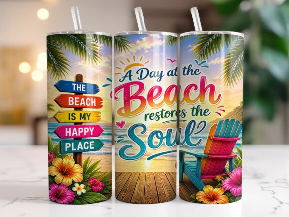 Download 20oz Tropical Beach Summer Tumbler Wrap - Wrap Collection