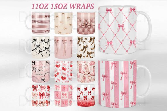 Download Coquette Bow Mug Wraps PNG Bundle, Bow - Wrap Collection