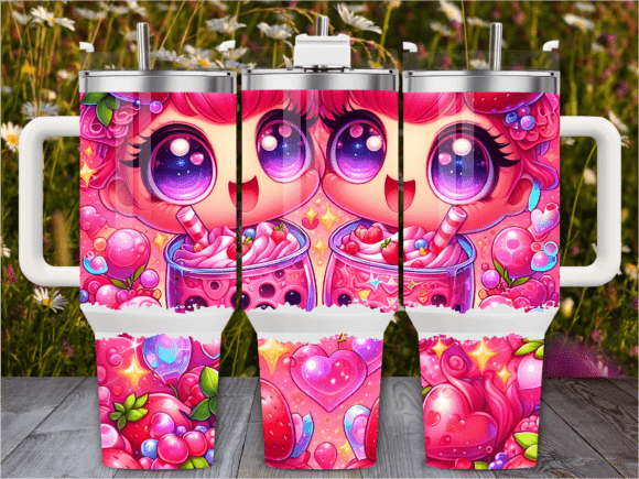 Download Pink Anime Girl Boba 40oz Tumbler Wrap - Wrap Collection