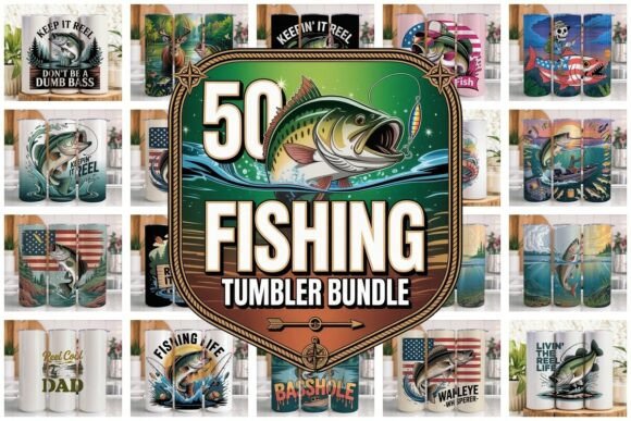 Download 50 Fishing Tumbler Wrap Bundle PNG V1 - Wrap Collection