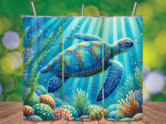 Download Blue Ocean Turtle Swimming Tumbler Wrap - Wrap Collection