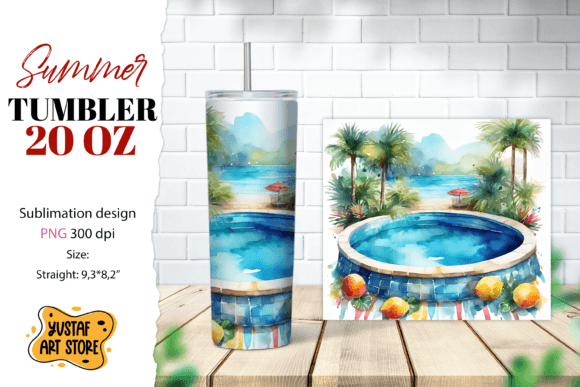 Download Pool Tumbler Wrap. Summer Tumbler Sublim - Wrap Collection