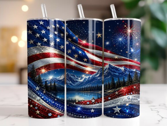 Download American Flag Fireworks Tumbler Wrap PNG - Wrap Collection