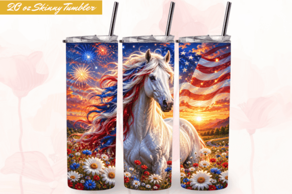 Download Patriotic Horse Sunset USA Tumbler Wraps - Wrap Collection