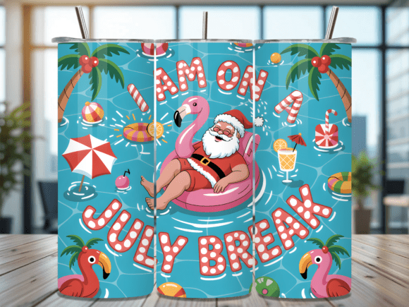 Download Santa on July Break Pool Tumbler Wrap - Wrap Collection
