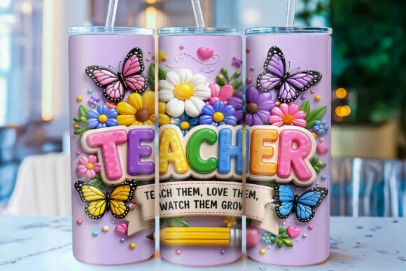 Download 3D Inflated Teacher 20oz Tumbler Wrap - Wrap Collection