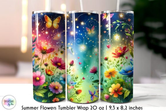 Download Colourful Flowers Summer Tumbler Wrap - Wrap Collection