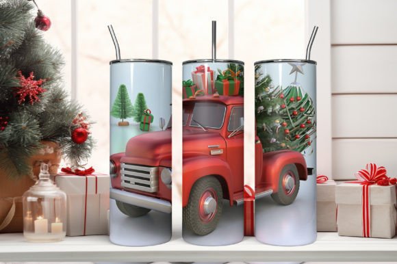 Download Christmas Tumbler Wrap Vintage Red Truck - Wrap Collection
