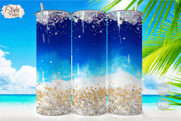 Download Beach Ocean Glitter 20oz Tumbler Wrap - Wrap Collection